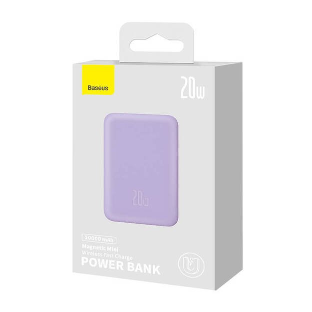 Maitinimo baterija Baseus Magnetic Mini 10000 mAh, USB-C 20W MagSafe (violetinė)