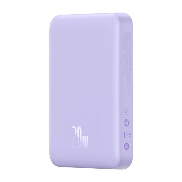 Maitinimo baterija Baseus Magnetic Mini 10000 mAh, USB-C 20W MagSafe (violetinė)