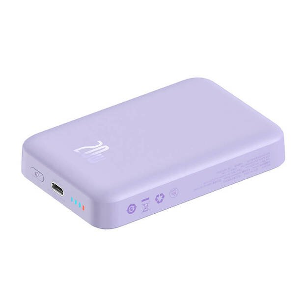 Maitinimo baterija Baseus Magnetic Mini 10000 mAh, USB-C 20W MagSafe (violetinė)