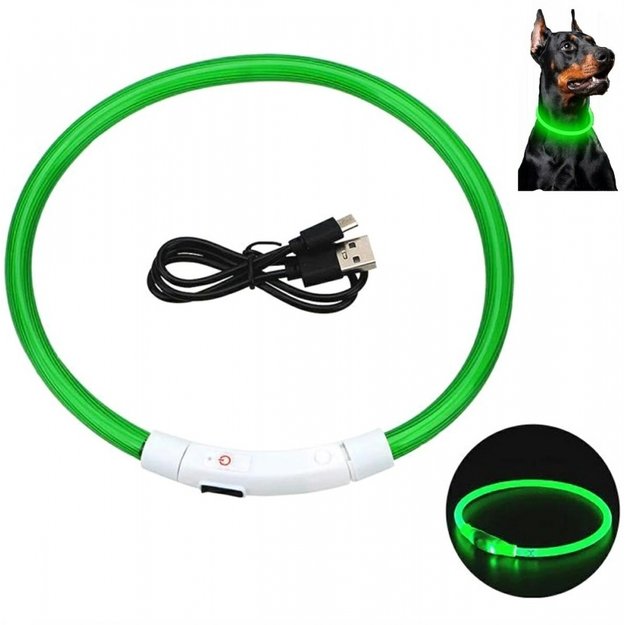 Светодиодная подсветка ошейника USB Зеленый