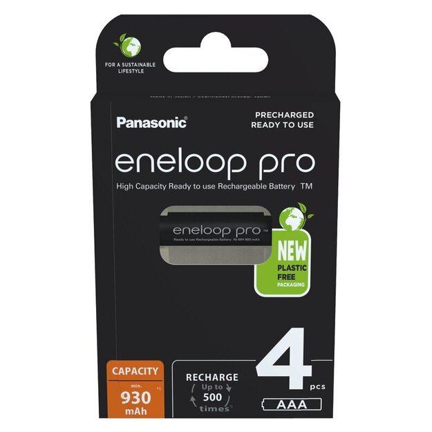 Panasonic Eneloop PRO 950mAh AAA akumuliatorius, 4 vnt.