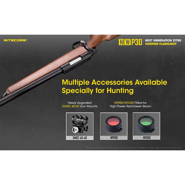 Nitecore NEW P30 Hunting kit žibintuvėlis, komplektas