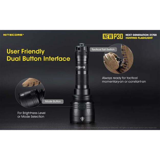 Nitecore NEW P30 Hunting kit žibintuvėlis, komplektas