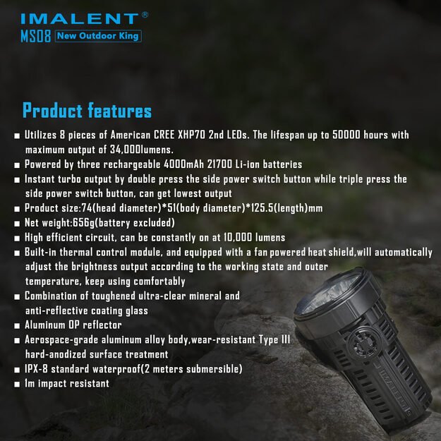 Imalent MS08 34000lm flashlight
