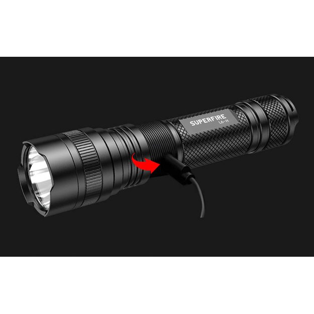 Superfire handheld flashlight L6-H, 750lm, USB-C