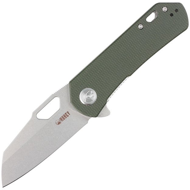 Kubey Duroc sulenkiamas peilis, Green Micarta, AUS-10 by Colin Maisonpierre (KU332L)