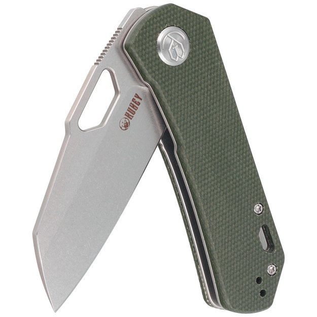 Kubey Duroc sulenkiamas peilis, Green Micarta, AUS-10 by Colin Maisonpierre (KU332L)