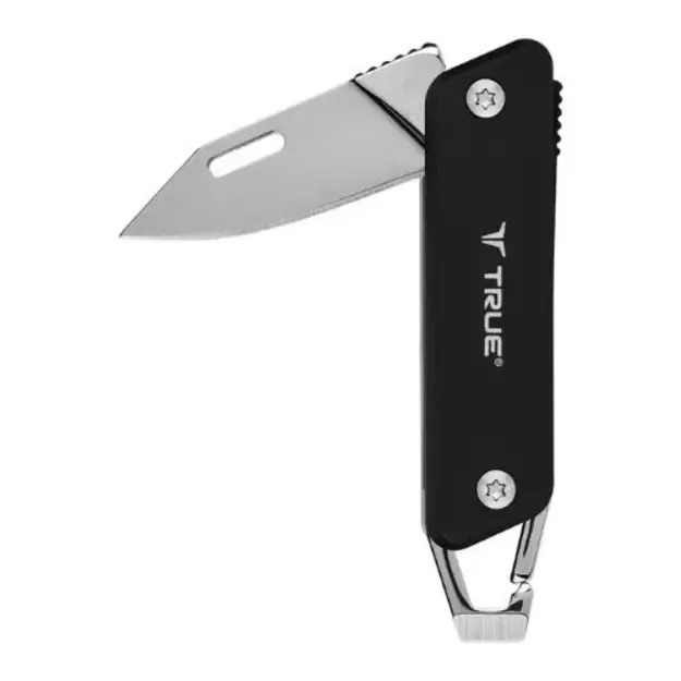 True Utility Modern Folding Knife with Keychain – Black TU7059