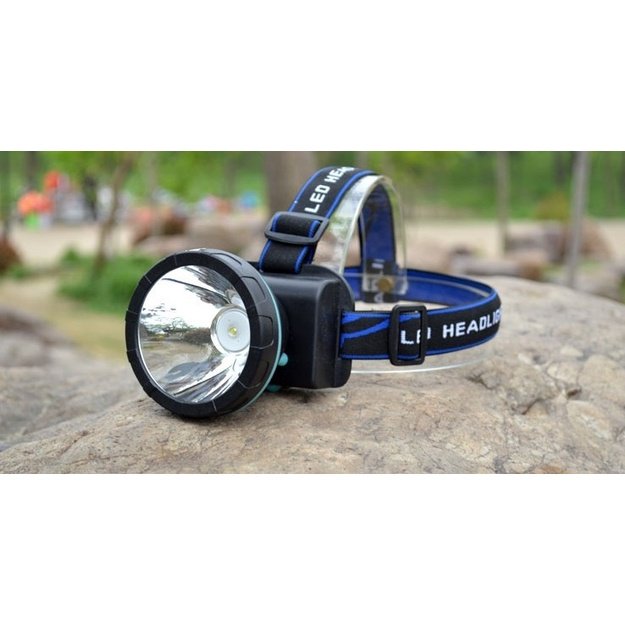 Mėlynos šviesos žibintuvėlis ant galvos