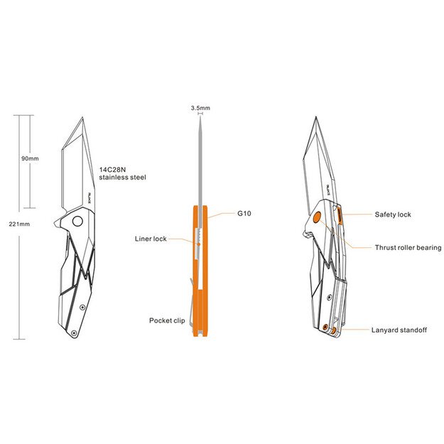 Ruike P138-B peilis, juodas