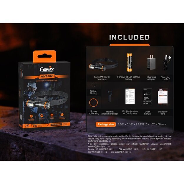 Fenix ​​WH35RE žibintuvėlis ant galvos, sprogiai aplinkai