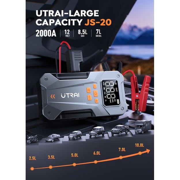 Utrai JS-20 automobilio užvedėjas 2000A su oro kompresoriu