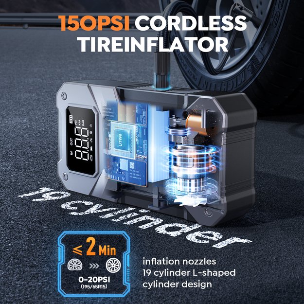 Utrai JS-20 automobilio užvedėjas 2000A su oro kompresoriu