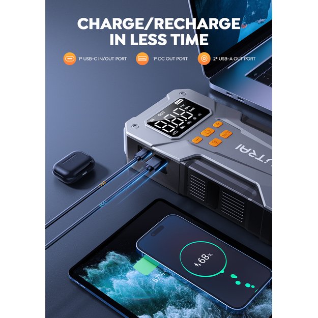 Utrai JS-20 automobilio užvedėjas 2000A su oro kompresoriu