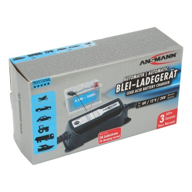 Švino akumuliatorių pakrovėjas 6/12/24V 1.2-80Ah 2A 