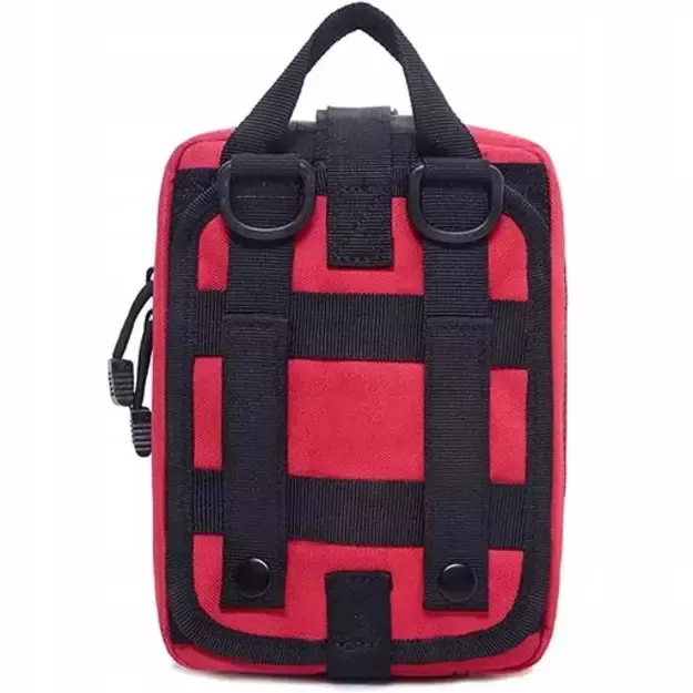Tactical First Aid Pouch with MOLLE System, belt-mounted, red
