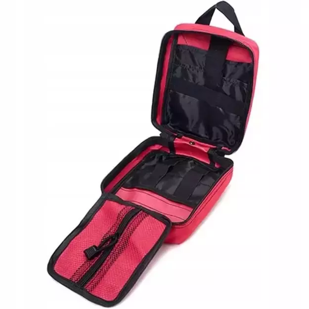 Tactical First Aid Pouch with MOLLE System, belt-mounted, red