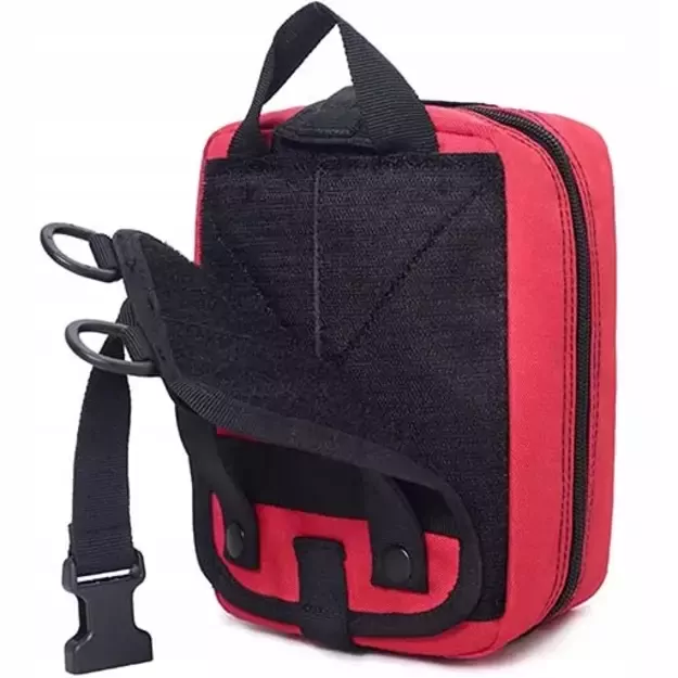 Tactical First Aid Pouch with MOLLE System, belt-mounted, red