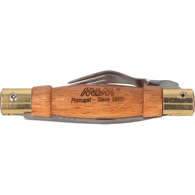 MAM tradicinis šviesaus buko medienos peilis su šakute 70 mm 2021