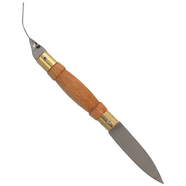 MAM tradicinis šviesaus buko medienos peilis su šakute 70 mm 2021