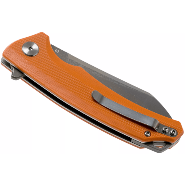 Bestech Texel sulenkiamas peilis Orange G10, Grey Titanized/Satin D2 BG21D-2