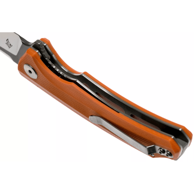 Bestech Texel sulenkiamas peilis Orange G10, Grey Titanized/Satin D2 BG21D-2