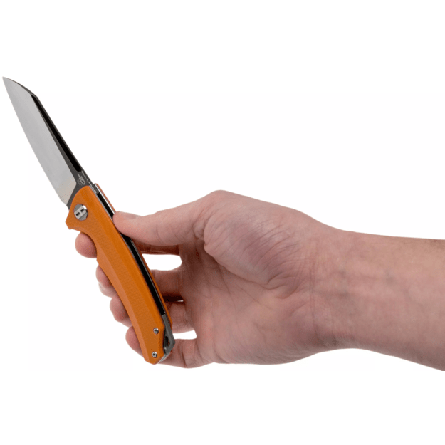 Bestech Texel sulenkiamas peilis Orange G10, Grey Titanized/Satin D2 BG21D-2