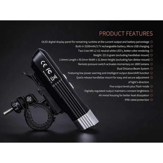 Fenix dviračio žibintas BC30R 2017 