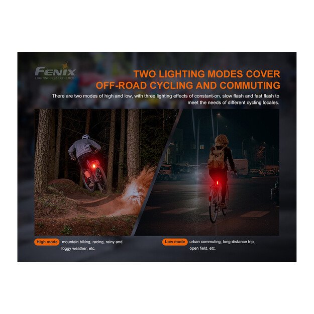 Įkraunamas dviračių galinis žibintas Fenix BC05R V2.0