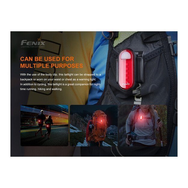 Įkraunamas dviračių galinis žibintas Fenix BC05R V2.0