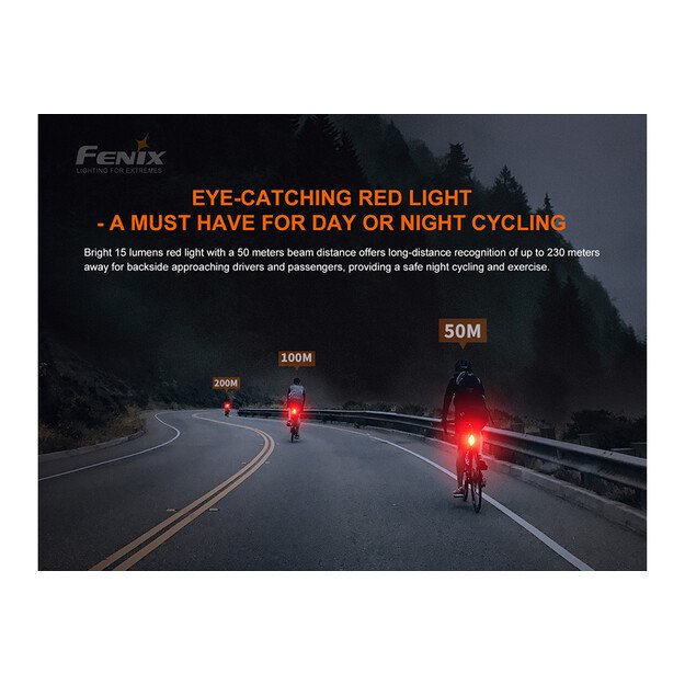 Įkraunamas dviračių galinis žibintas Fenix BC05R V2.0