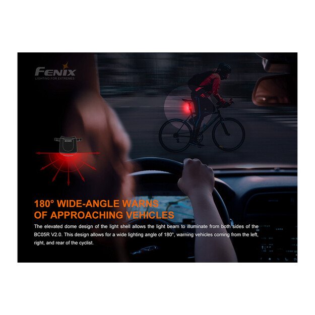 Įkraunamas dviračių galinis žibintas Fenix BC05R V2.0