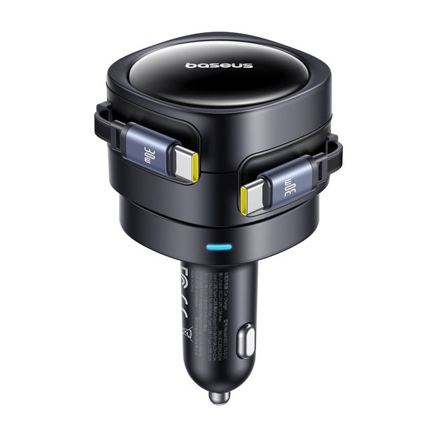 Baseus Enjoyment Max car charger with USB-C+USB-C cables 60W Black