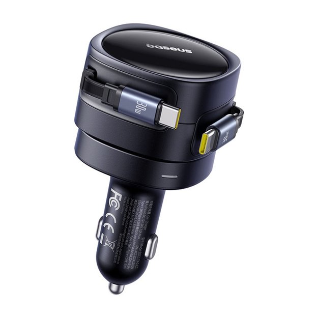 Baseus Enjoyment Max car charger with USB-C+USB-C cables 60W Black