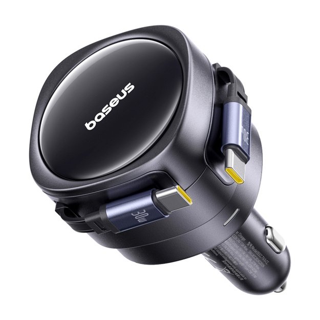 Baseus Enjoyment Max car charger with USB-C+USB-C cables 60W Black