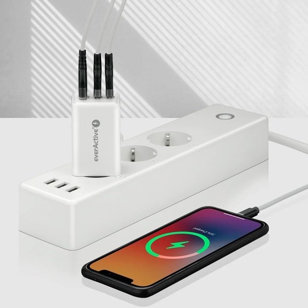 everActive GaN SC-655Q kintamosios srovės įkroviklis su USB lizdu ir 2 USB-C PD PPS QC4+ 65W