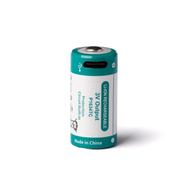 Keeppower RCR123A – 3V – 1000 mAh ličio jonų baterija (įkraunama per USB-C) P1634TC