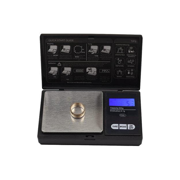 Elektroninės svarstyklės 0.1g/500g 2xAAA