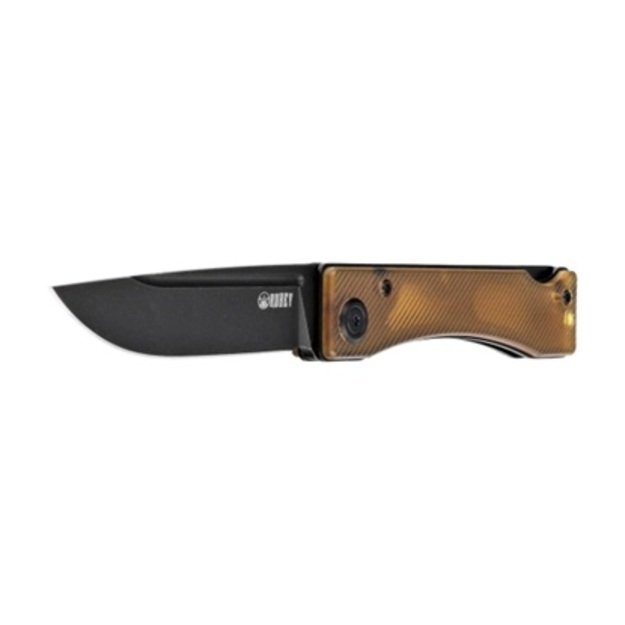 Kubey Akino folding knife Yellow Ultem, Blackwashed 14C28N by Tiguass (KU2102H)