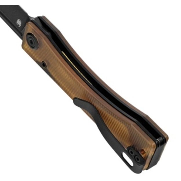 Kubey Akino folding knife Yellow Ultem, Blackwashed 14C28N by Tiguass (KU2102H)