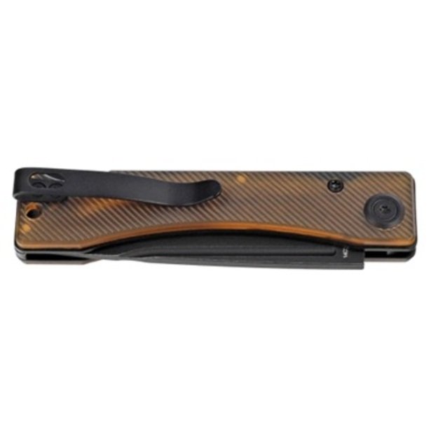 Kubey Akino folding knife Yellow Ultem, Blackwashed 14C28N by Tiguass (KU2102H)
