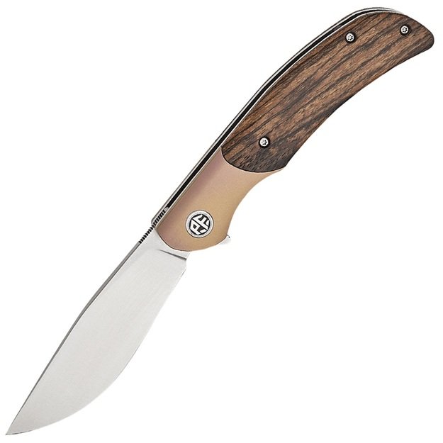 Petrified Fish Hourglass folding knife Sandalwood and Titanium PFP09SAWO