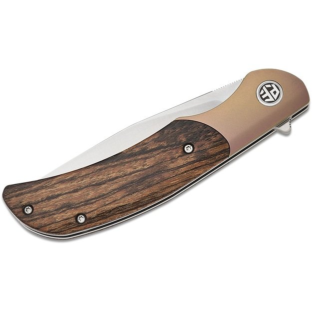 Petrified Fish Hourglass folding knife Sandalwood and Titanium PFP09SAWO