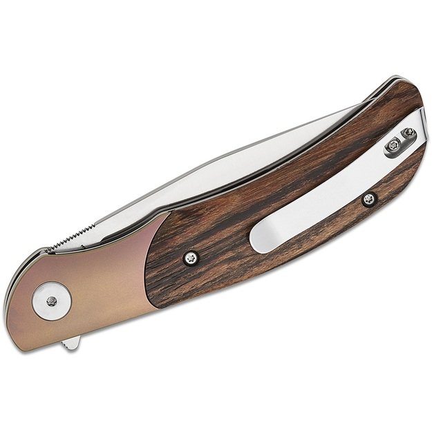 Petrified Fish Hourglass folding knife Sandalwood and Titanium PFP09SAWO