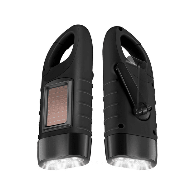 Светодиодный фонарик с динамо и солнечной батареей (Black)