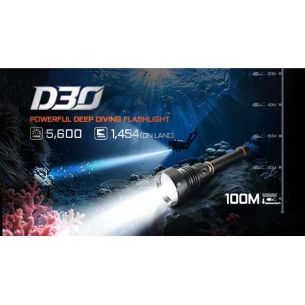 Фонарь для дайвинга Acebeam D30, 5600 люмен