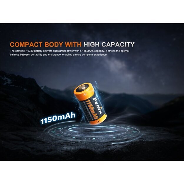 Аккумулятор Fenix ARB-L16-1150P Li-ion с защитой 16340 RC123A