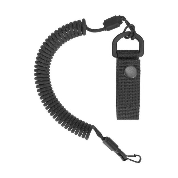 Lanyard coil with belt attachment, black