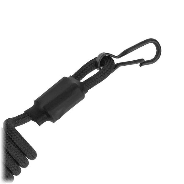 Lanyard coil with belt attachment, black