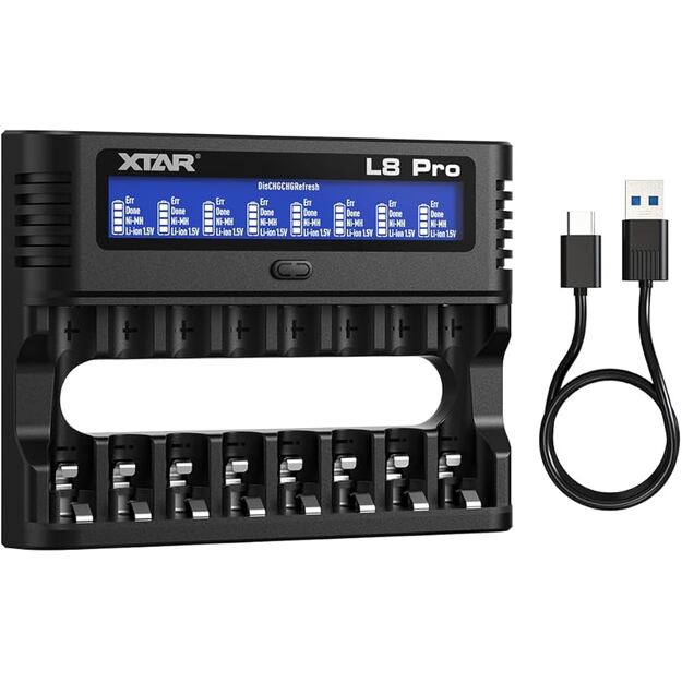 Зарядное устройство XTAR L8 Pro для литий-ионных 1,5В и Ni-MH 1,2В аккумуляторов AA / AAA